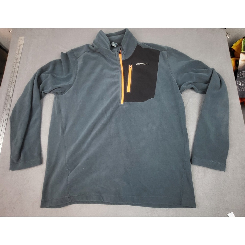 Eddie Bauer First Ascent Cloud Layer Quarter Zip Fleece Pullover Mens Large Gray
